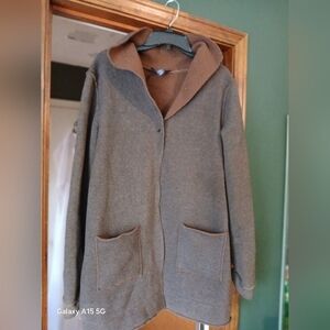 Denim&Co Reversible Hooded Coatigan in Brown